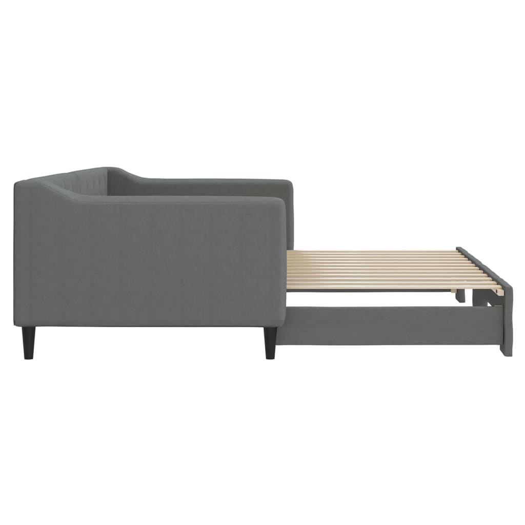 Slaapbank met onderschuifbed 90x200 cm stof donkergrijs is nu te koop bij PeponiXL, paradijselijk wonen!