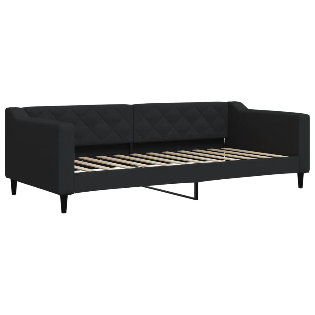 Slaapbank met onderschuifbed 90x200 cm stof zwart is nu te koop bij PeponiXL, paradijselijk wonen!