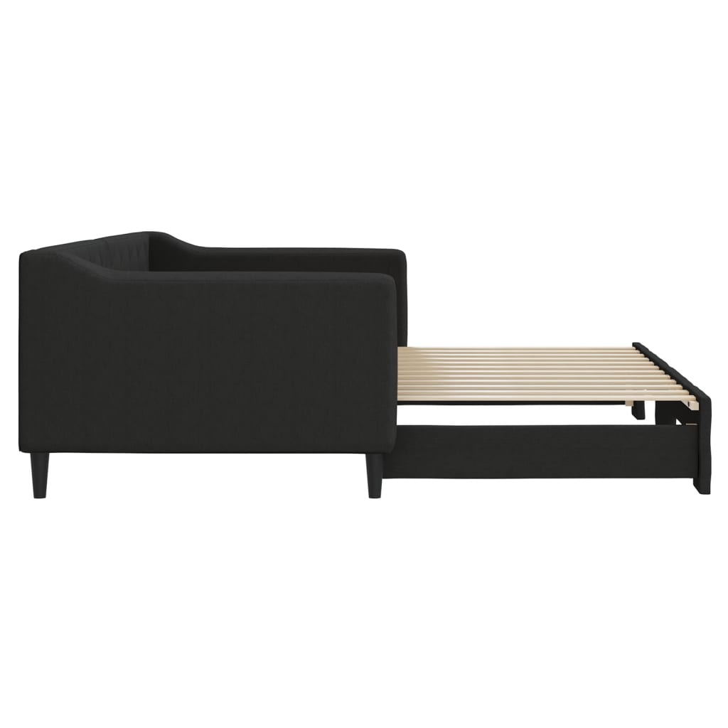 Slaapbank met onderschuifbed 90x200 cm stof zwart is nu te koop bij PeponiXL, paradijselijk wonen!