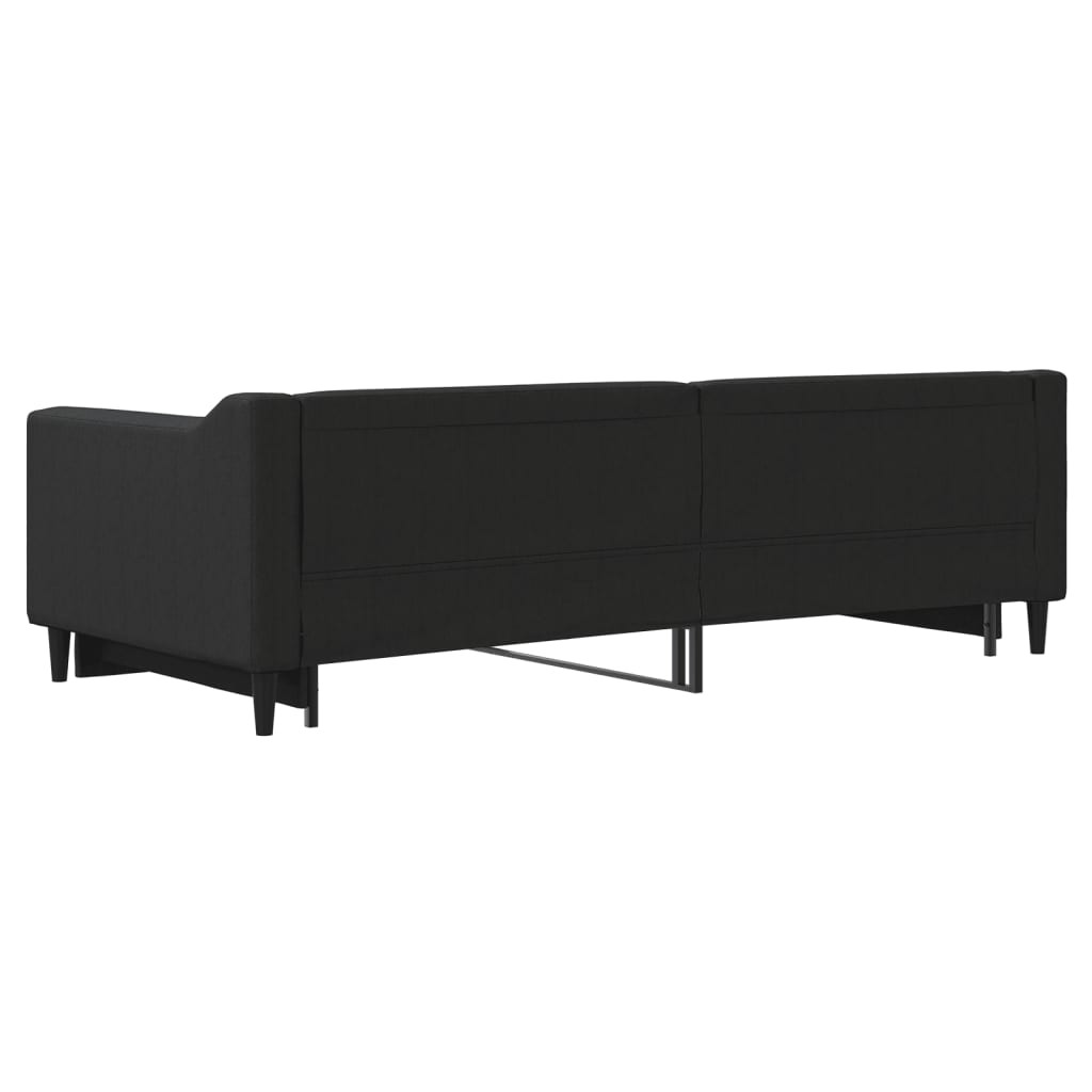 Slaapbank met onderschuifbed 90x200 cm stof zwart is nu te koop bij PeponiXL, paradijselijk wonen!