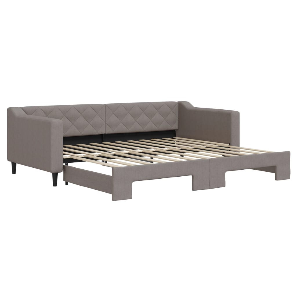 Slaapbank met onderschuifbed 90x200 cm stof taupe is nu te koop bij PeponiXL, paradijselijk wonen!