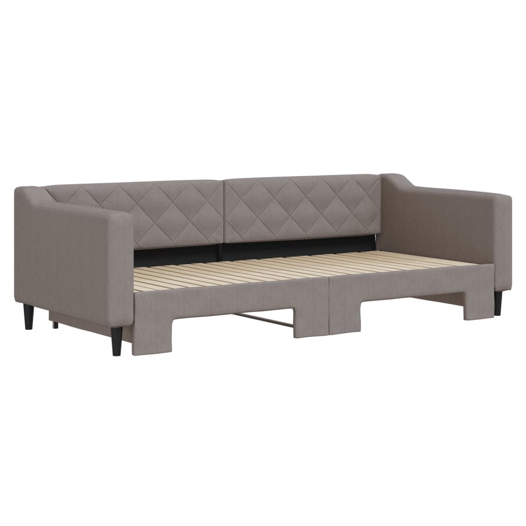 Slaapbank met onderschuifbed 90x200 cm stof taupe is nu te koop bij PeponiXL, paradijselijk wonen!