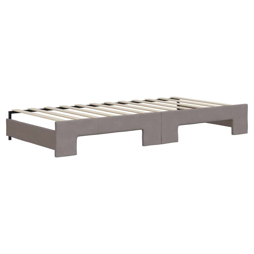 Slaapbank met onderschuifbed 90x200 cm stof taupe is nu te koop bij PeponiXL, paradijselijk wonen!