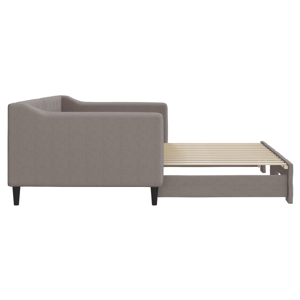 Slaapbank met onderschuifbed 90x200 cm stof taupe is nu te koop bij PeponiXL, paradijselijk wonen!