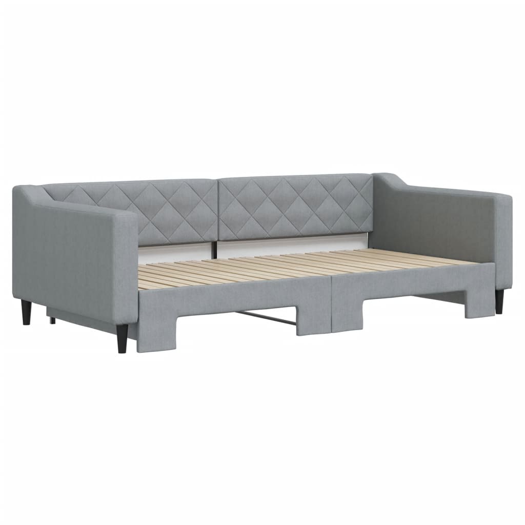 Slaapbank met onderschuifbed 100x200 cm stof lichtgrijs is nu te koop bij PeponiXL, paradijselijk wonen!