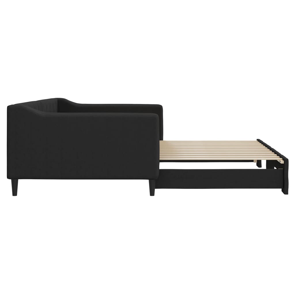 Slaapbank met onderschuifbed 100x200 cm stof zwart is nu te koop bij PeponiXL, paradijselijk wonen!