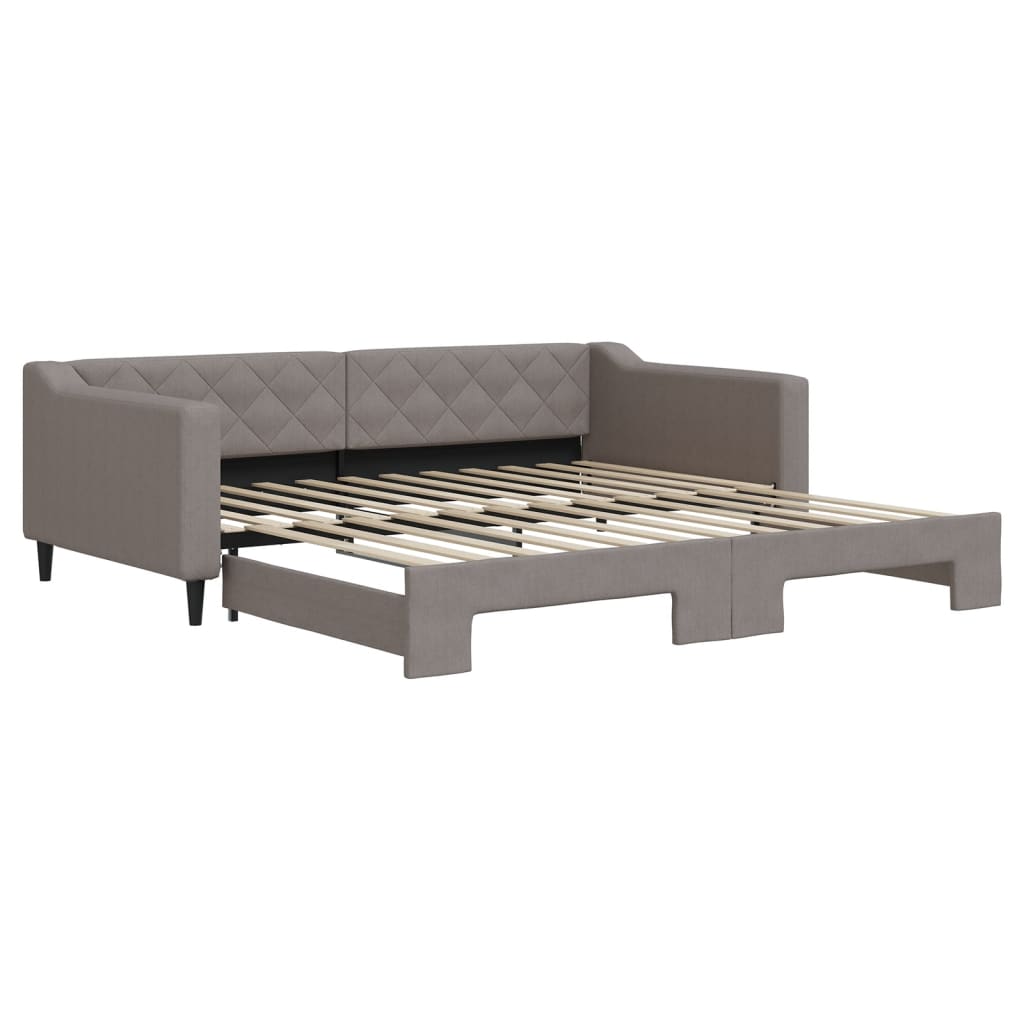Slaapbank met onderschuifbed 100x200 cm stof taupe is nu te koop bij PeponiXL, paradijselijk wonen!