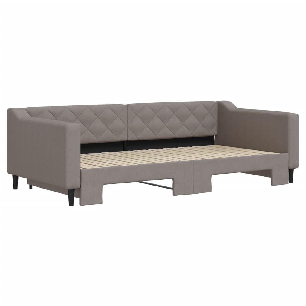 Slaapbank met onderschuifbed 100x200 cm stof taupe is nu te koop bij PeponiXL, paradijselijk wonen!