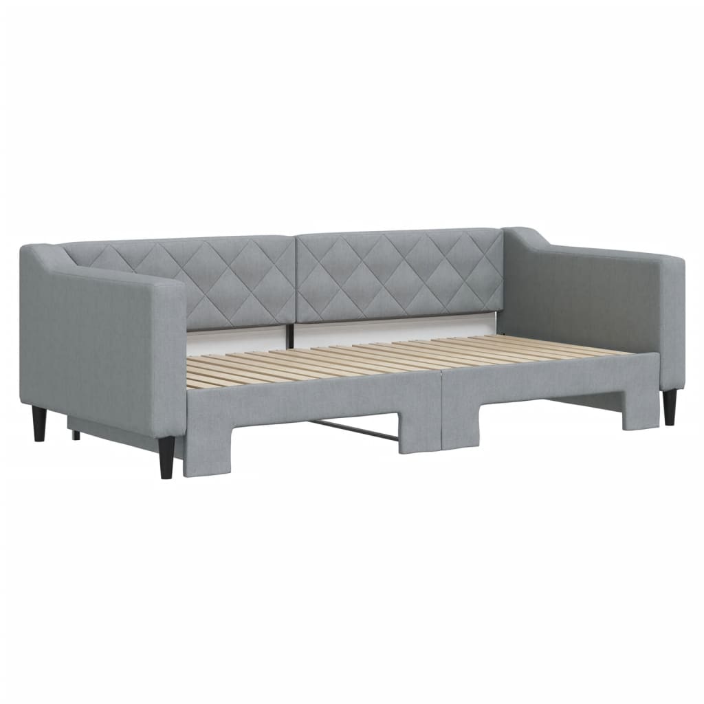 Slaapbank met onderschuifbed 90x190 cm stof lichtgrijs is nu te koop bij PeponiXL, paradijselijk wonen!