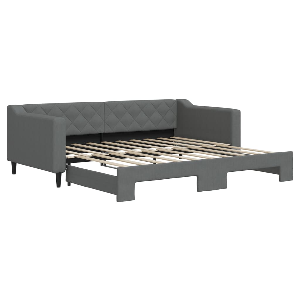 Slaapbank met onderschuifbed 90x190 cm stof donkergrijs is nu te koop bij PeponiXL, paradijselijk wonen!