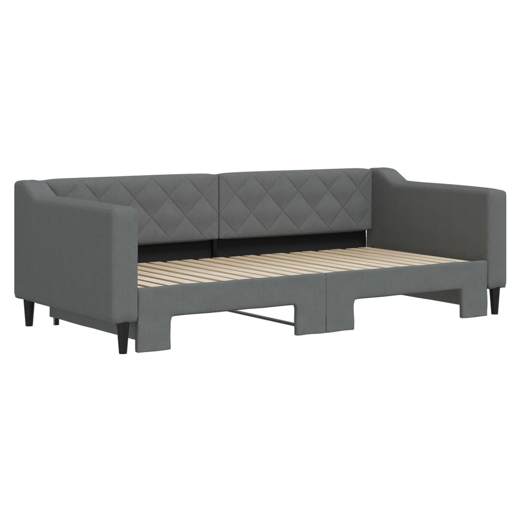 Slaapbank met onderschuifbed 90x190 cm stof donkergrijs is nu te koop bij PeponiXL, paradijselijk wonen!