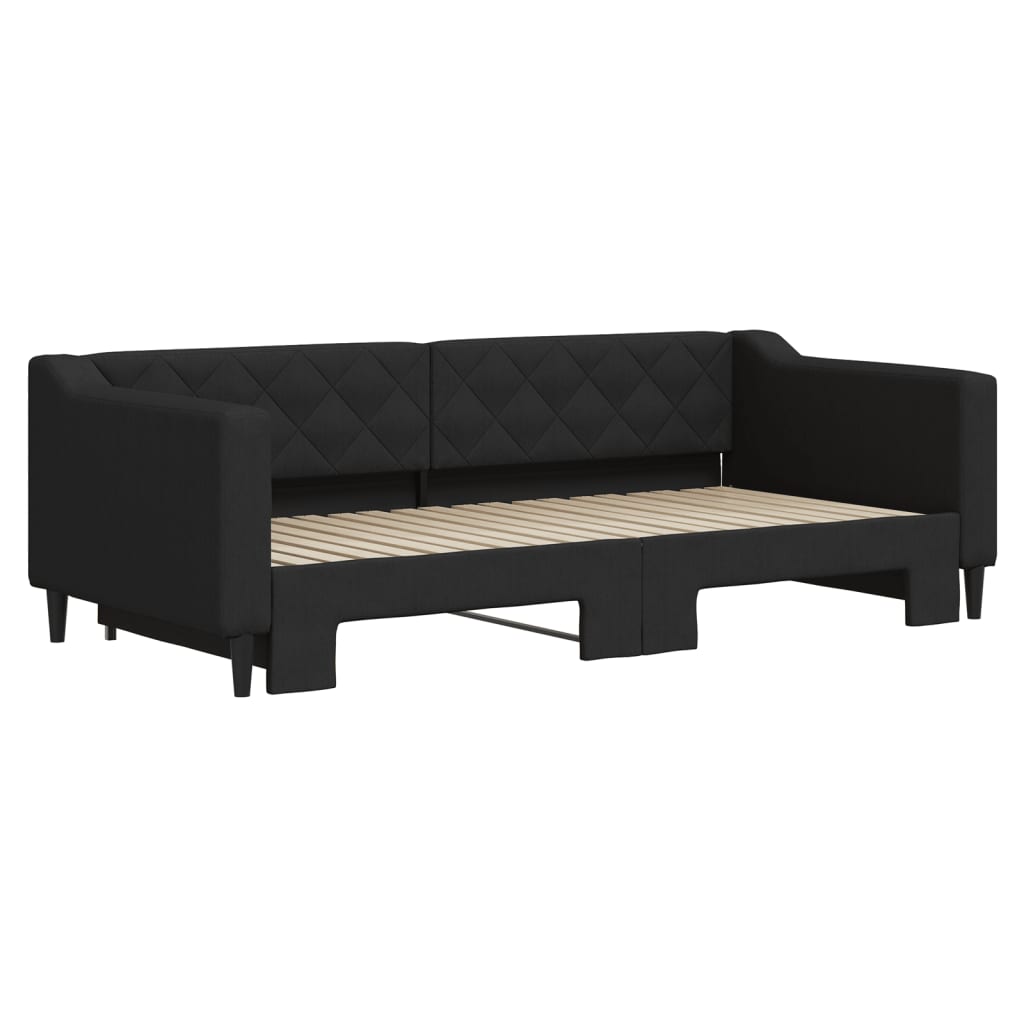 Slaapbank met onderschuifbed 90x190 cm stof zwart is nu te koop bij PeponiXL, paradijselijk wonen!