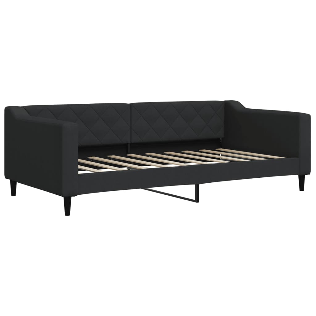 Slaapbank met onderschuifbed 90x190 cm stof zwart is nu te koop bij PeponiXL, paradijselijk wonen!