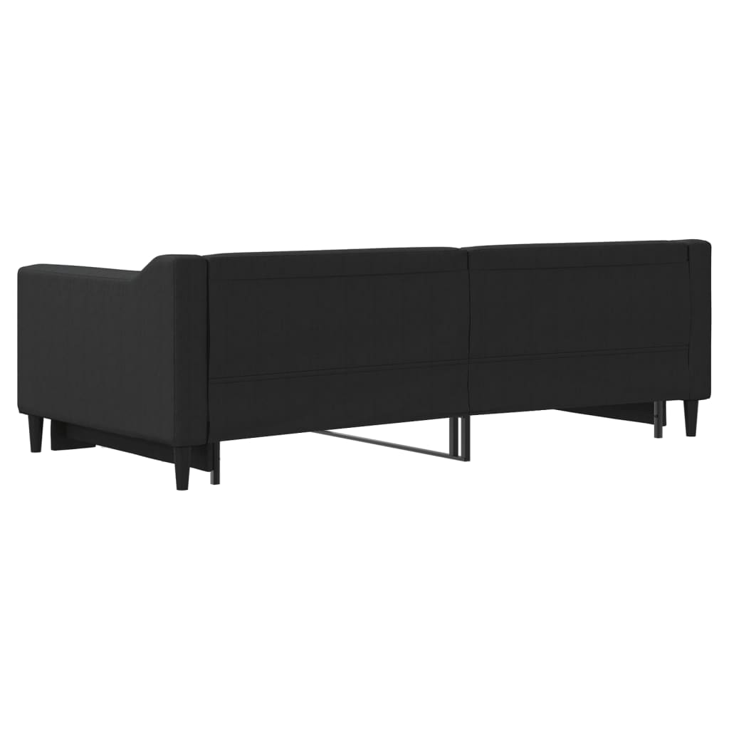 Slaapbank met onderschuifbed 90x190 cm stof zwart is nu te koop bij PeponiXL, paradijselijk wonen!