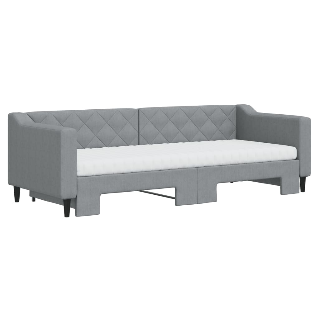Slaapbank onderschuifbed en matrassen 80x200 cm stof lichtgrijs is nu te koop bij PeponiXL, paradijselijk wonen!