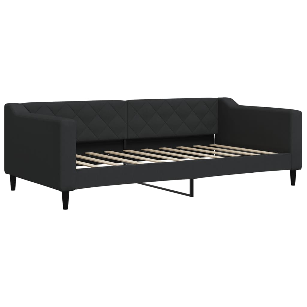Slaapbank met onderschuifbed en matrassen 90x190 cm stof zwart is nu te koop bij PeponiXL, paradijselijk wonen!