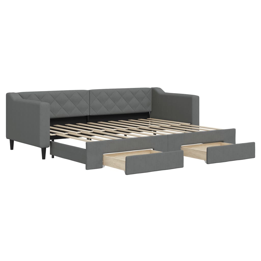 Slaapbank onderschuifbed en lades 80x200 cm stof donkergrijs is nu te koop bij PeponiXL, paradijselijk wonen!