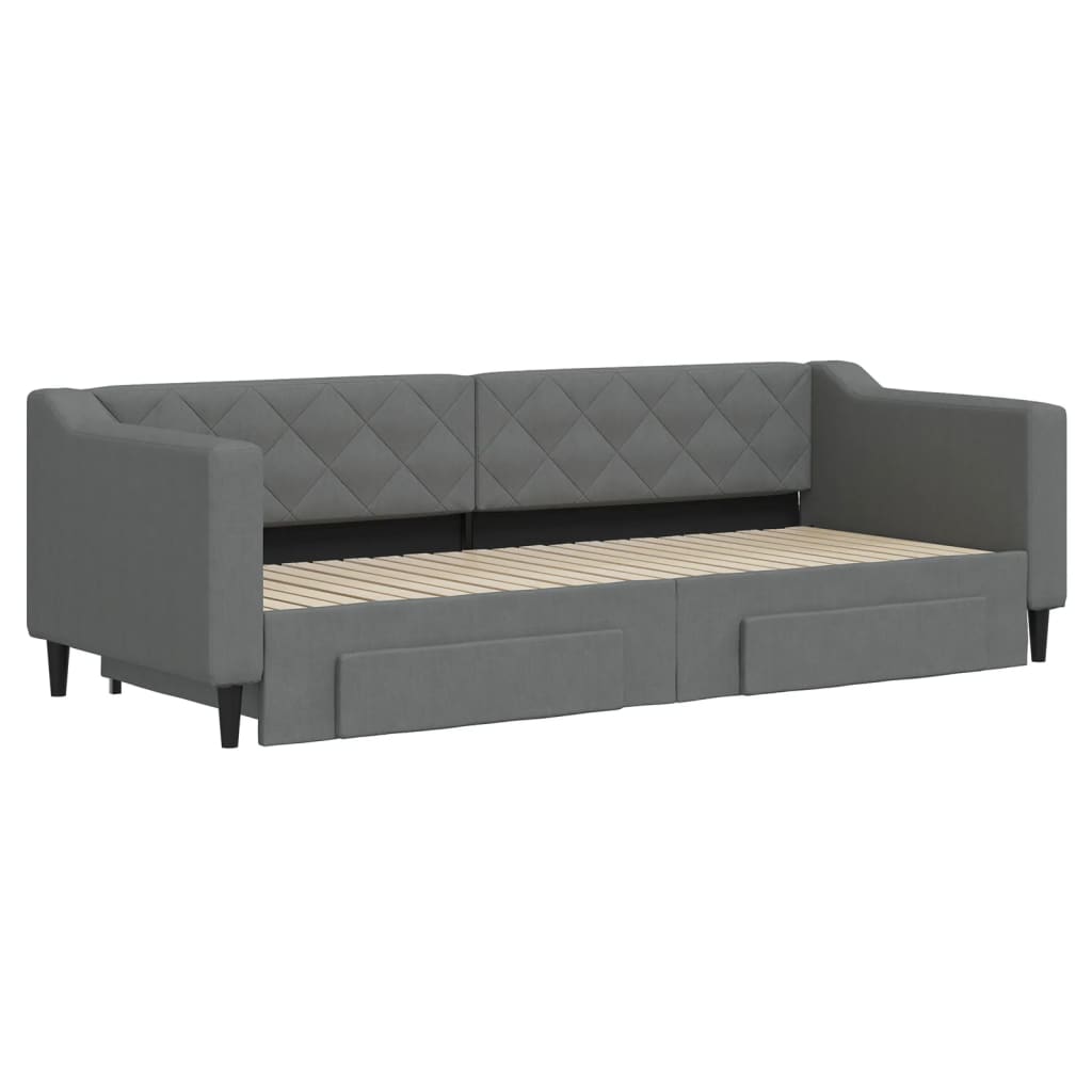 Slaapbank onderschuifbed en lades 80x200 cm stof donkergrijs is nu te koop bij PeponiXL, paradijselijk wonen!