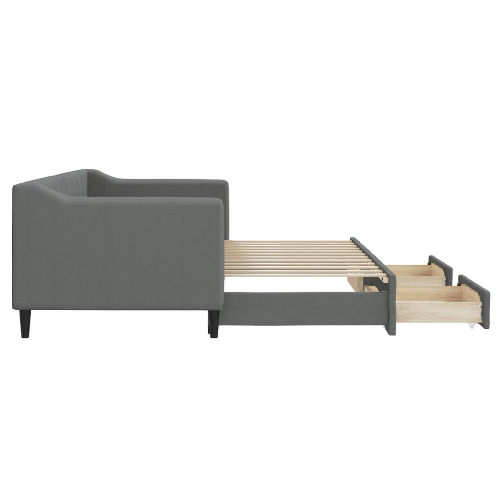 Slaapbank onderschuifbed en lades 80x200 cm stof donkergrijs is nu te koop bij PeponiXL, paradijselijk wonen!
