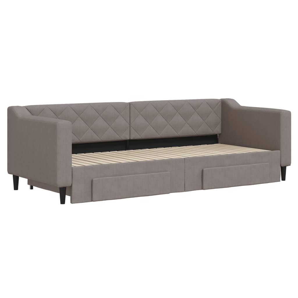 Slaapbank met onderschuifbed en lades 80x200 cm stof taupe is nu te koop bij PeponiXL, paradijselijk wonen!