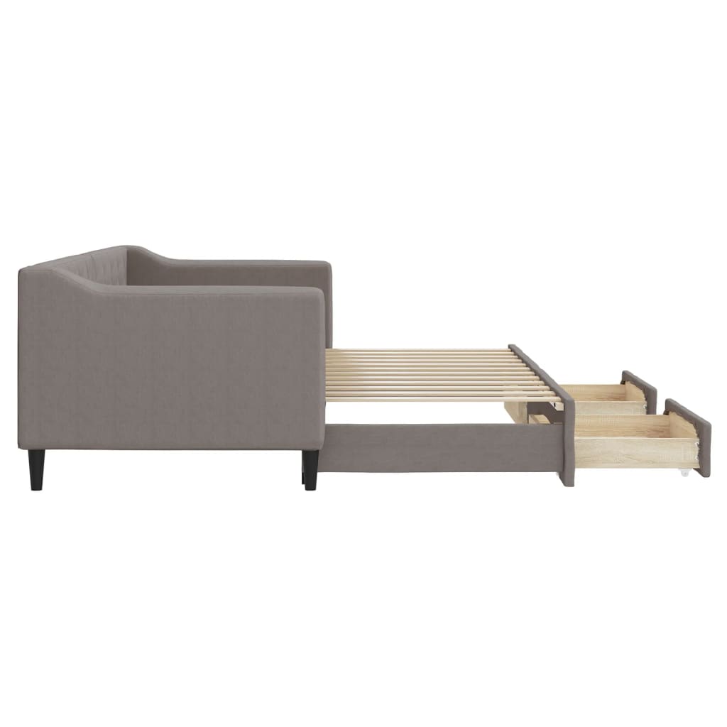 Slaapbank met onderschuifbed en lades 80x200 cm stof taupe is nu te koop bij PeponiXL, paradijselijk wonen!