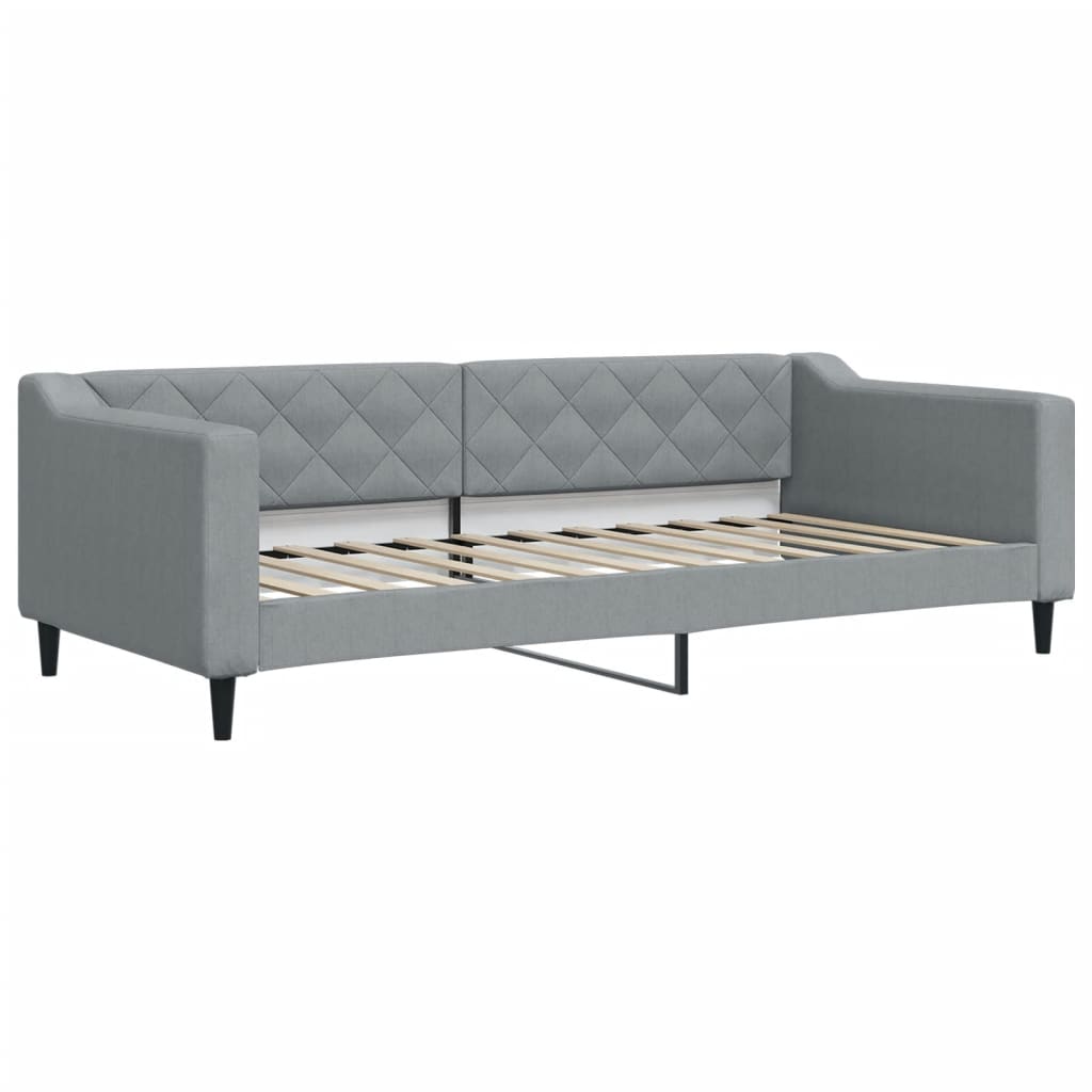 Slaapbank met onderschuifbed en lades 90x200 cm stof lichtgrijs is nu te koop bij PeponiXL, paradijselijk wonen!