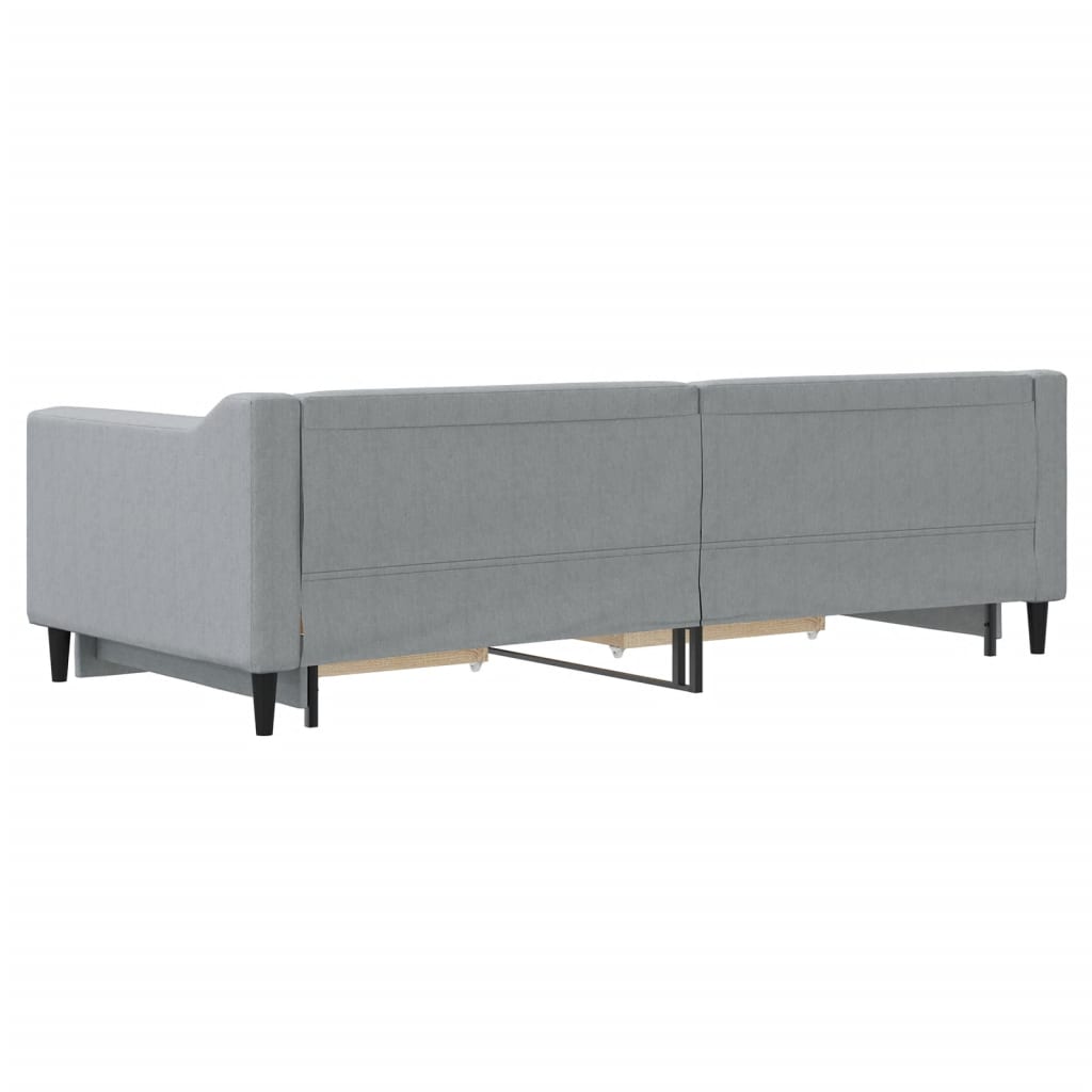 Slaapbank met onderschuifbed en lades 90x200 cm stof lichtgrijs is nu te koop bij PeponiXL, paradijselijk wonen!