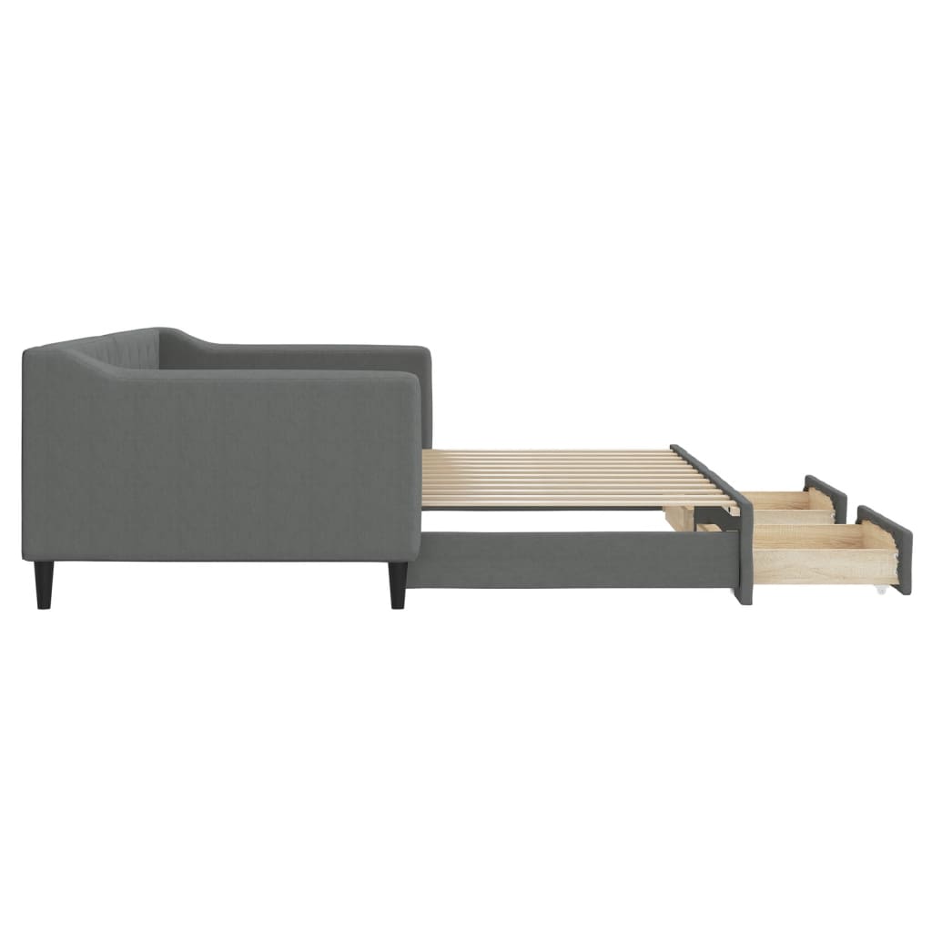 Slaapbank onderschuifbed en lades 90x200 cm stof donkergrijs is nu te koop bij PeponiXL, paradijselijk wonen!