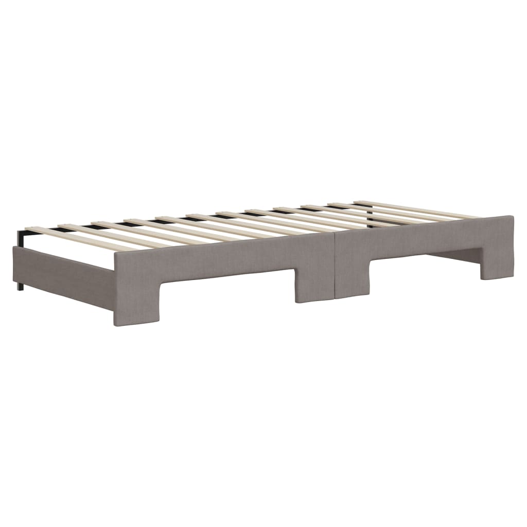 Slaapbank met onderschuifbed en lades 90x200 cm stof taupe is nu te koop bij PeponiXL, paradijselijk wonen!