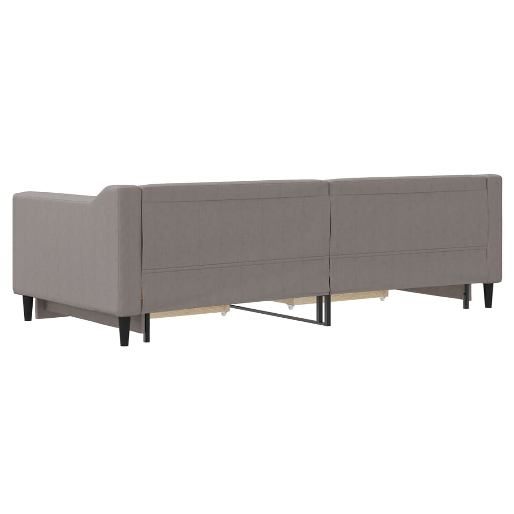 Slaapbank met onderschuifbed en lades 90x200 cm stof taupe is nu te koop bij PeponiXL, paradijselijk wonen!