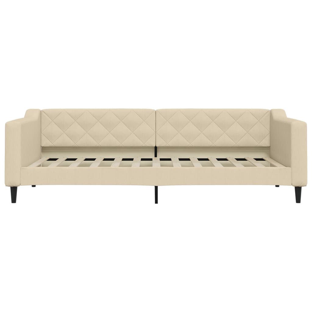 Slaapbank met onderschuifbed en lades 90x200 cm stof crèmekleur is nu te koop bij PeponiXL, paradijselijk wonen!