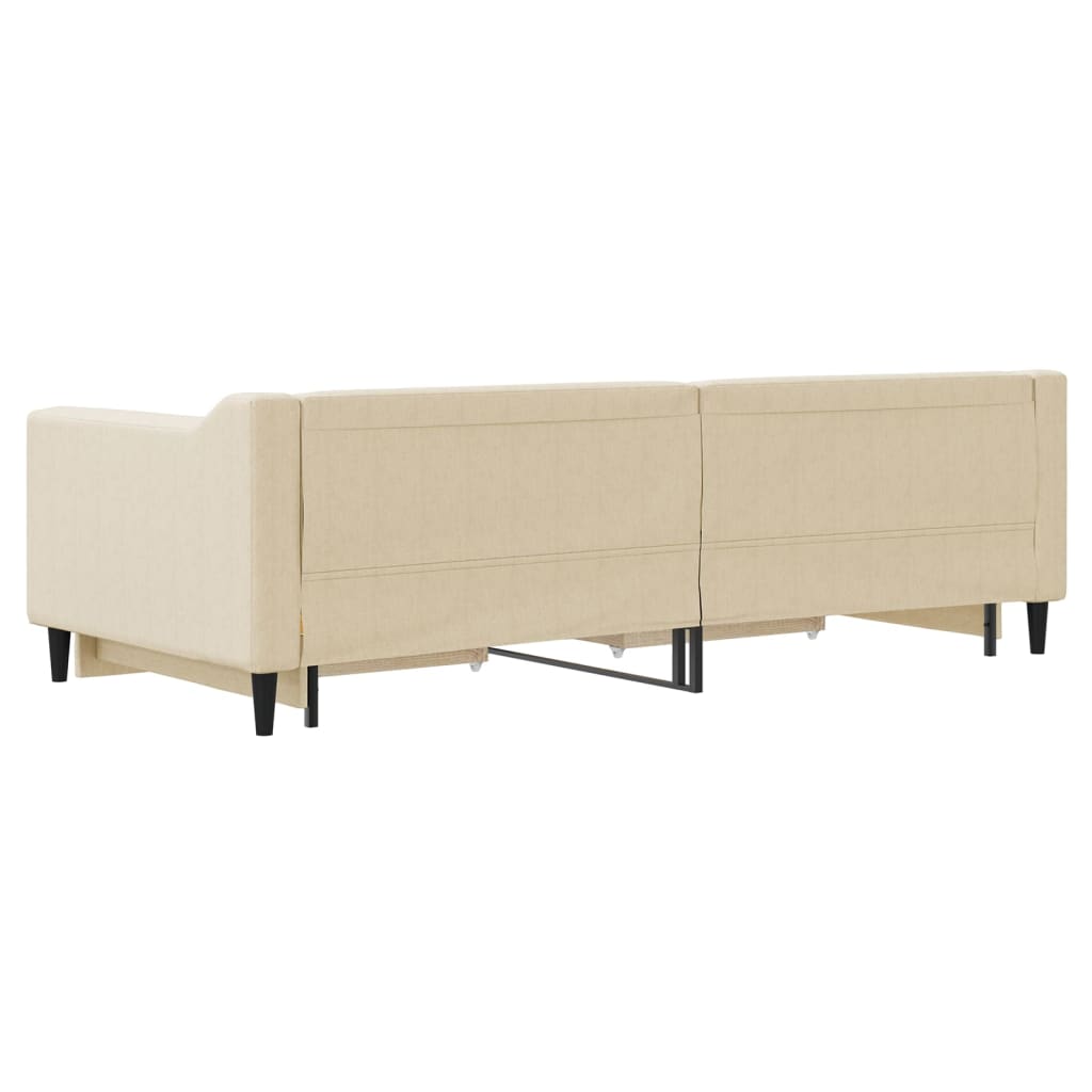 Slaapbank met onderschuifbed en lades 90x200 cm stof crèmekleur is nu te koop bij PeponiXL, paradijselijk wonen!