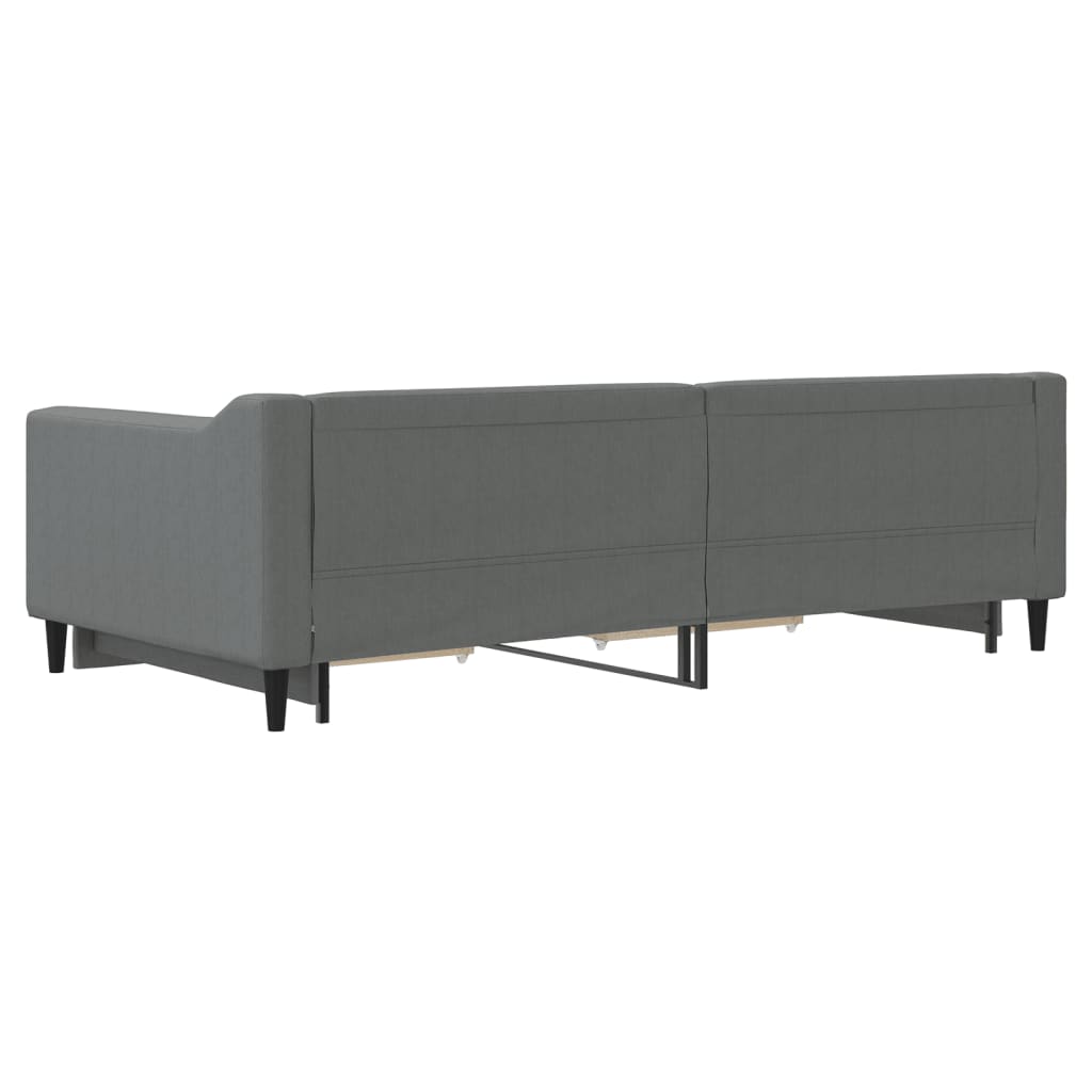 Slaapbank onderschuifbed en lades 100x200 cm stof donkergrijs is nu te koop bij PeponiXL, paradijselijk wonen!