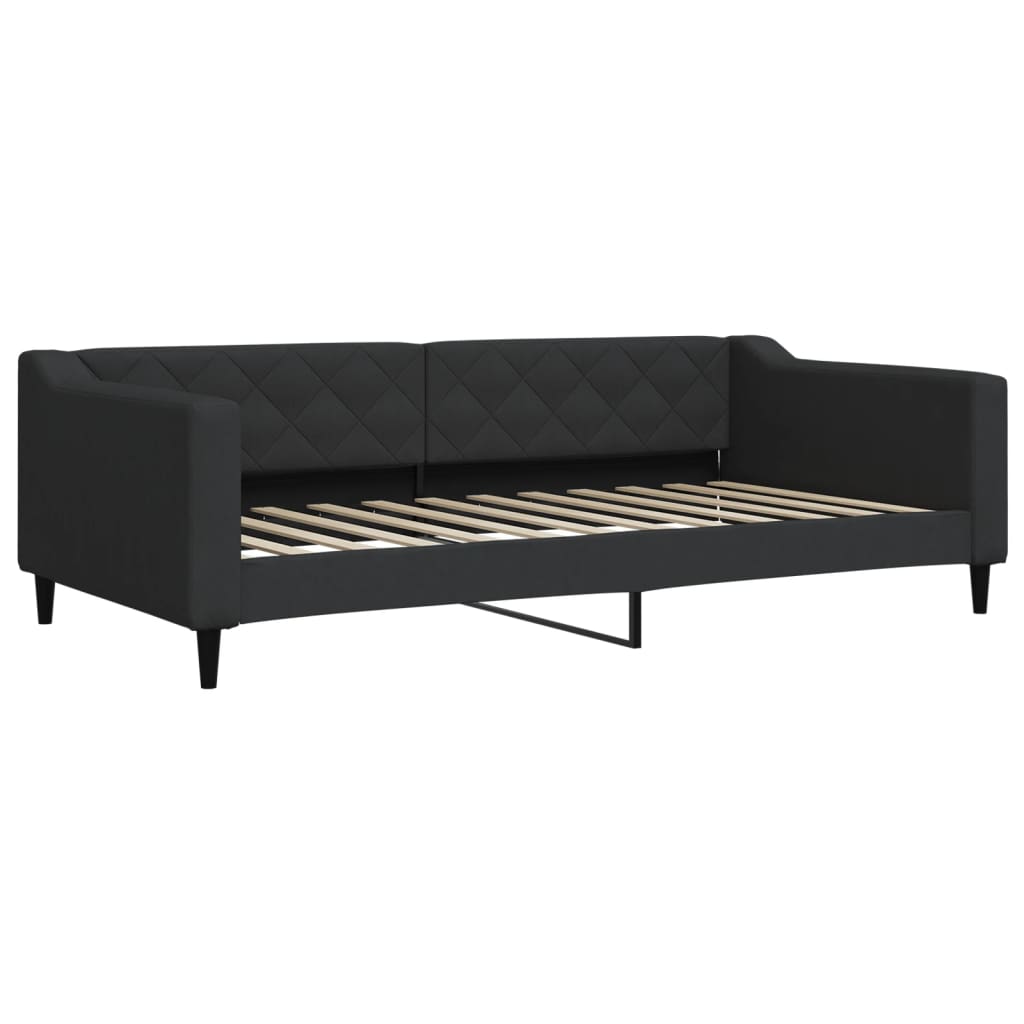 Slaapbank met onderschuifbed en lades 100x200 cm stof zwart is nu te koop bij PeponiXL, paradijselijk wonen!