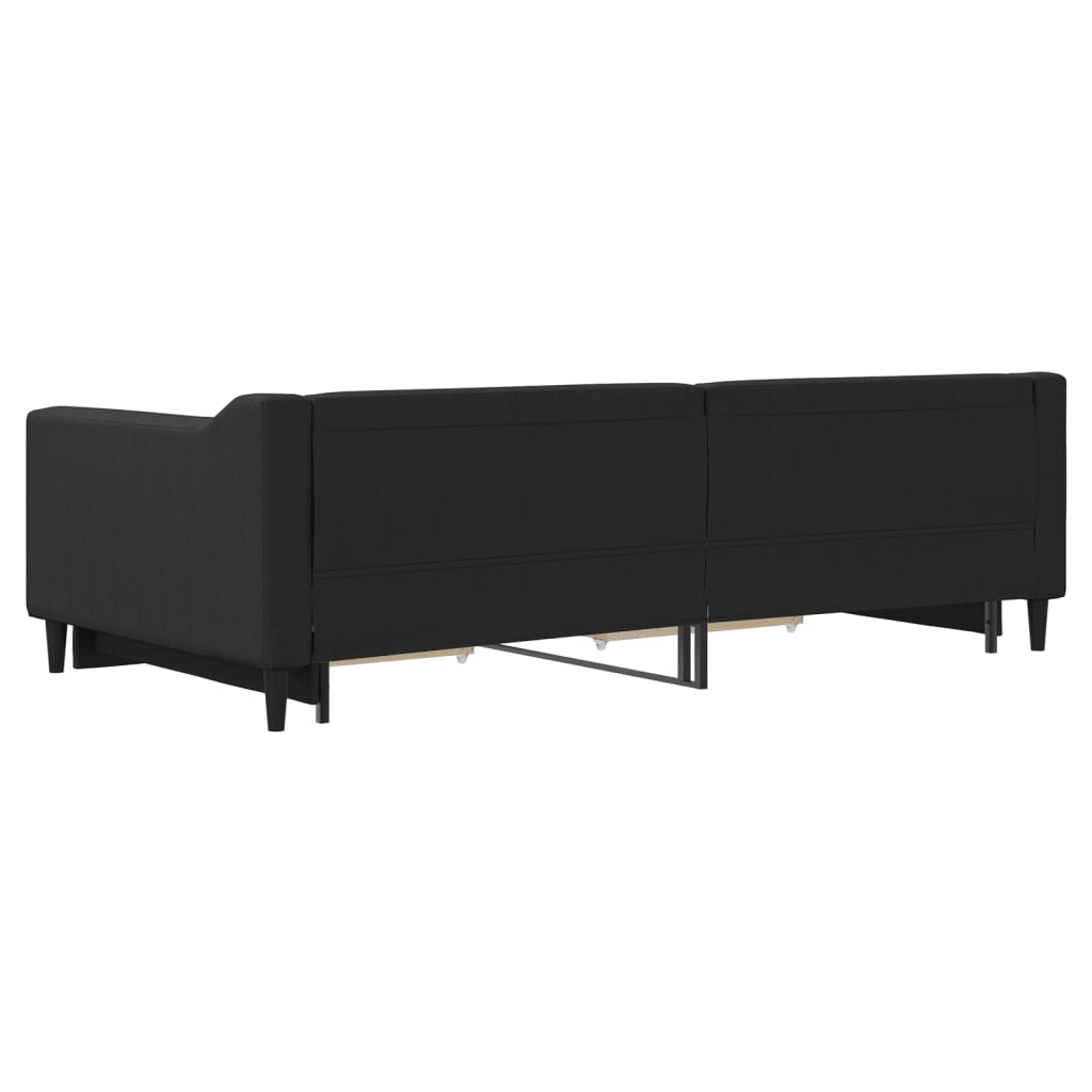 Slaapbank met onderschuifbed en lades 100x200 cm stof zwart is nu te koop bij PeponiXL, paradijselijk wonen!