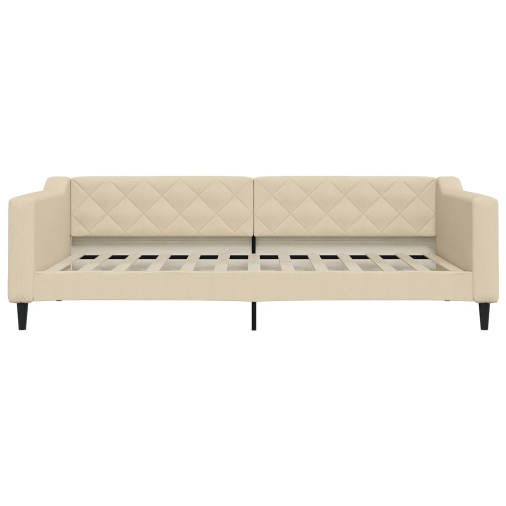 Slaapbank met onderschuifbed en lades 100x200 cm stof crème is nu te koop bij PeponiXL, paradijselijk wonen!
