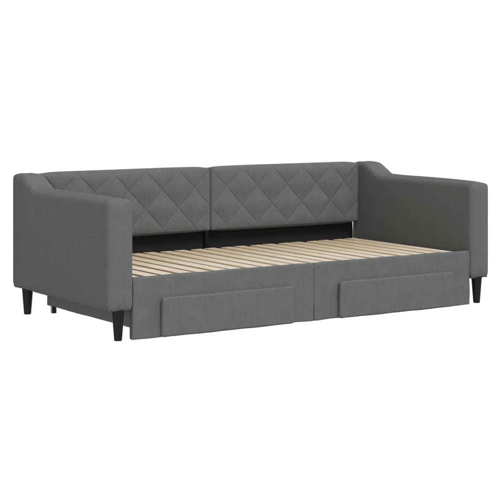Slaapbank onderschuifbed en lades 90x190 cm stof donkergrijs is nu te koop bij PeponiXL, paradijselijk wonen!