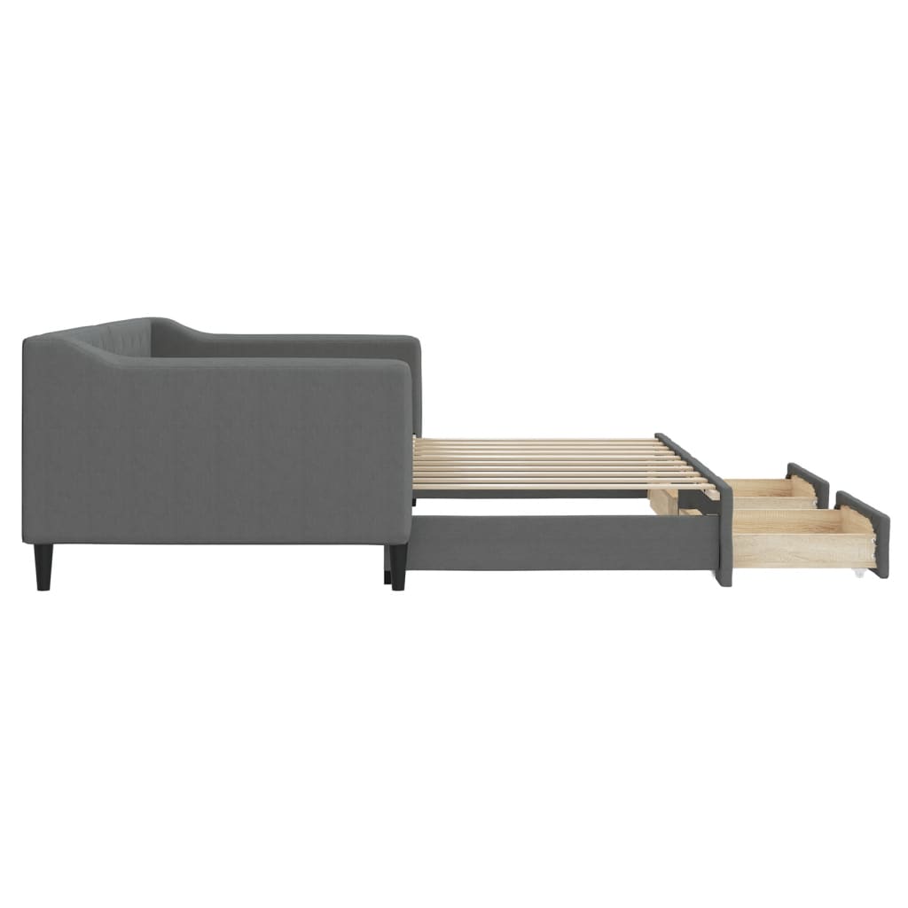 Slaapbank onderschuifbed en lades 90x190 cm stof donkergrijs is nu te koop bij PeponiXL, paradijselijk wonen!