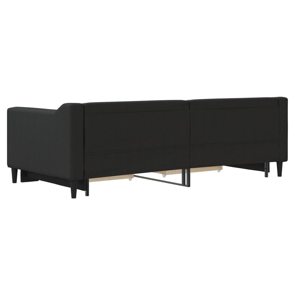 Slaapbank met onderschuifbed en lades 90x190 cm stof zwart is nu te koop bij PeponiXL, paradijselijk wonen!