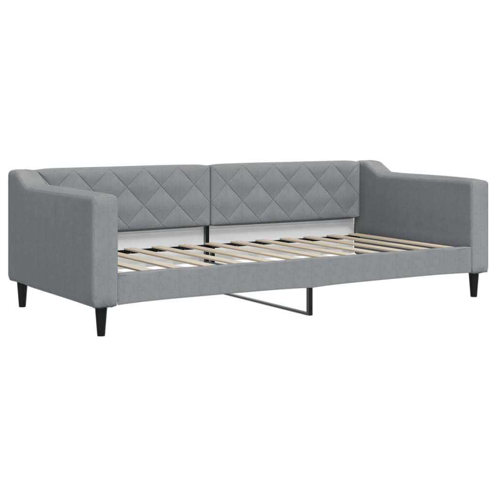 Slaapbank met onderschuifbed en lades 90x200 cm stof lichtgrijs is nu te koop bij PeponiXL, paradijselijk wonen!