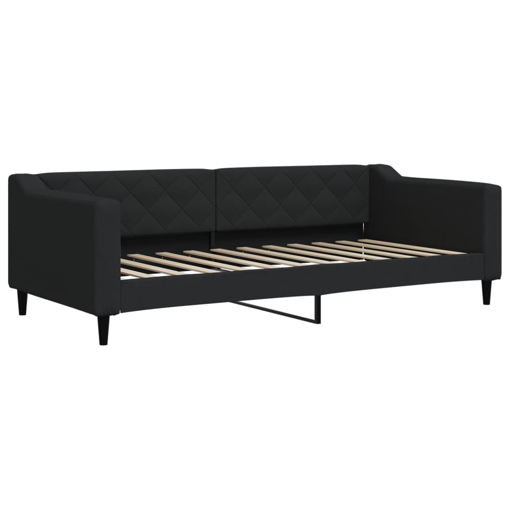 Slaapbank met onderschuifbed en lades 90x200 cm stof zwart is nu te koop bij PeponiXL, paradijselijk wonen!