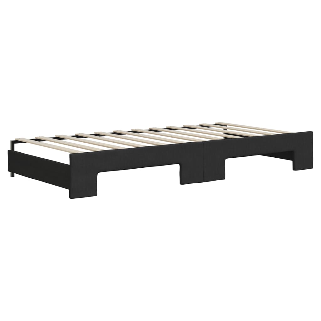 Slaapbank met onderschuifbed en lades 90x200 cm stof zwart is nu te koop bij PeponiXL, paradijselijk wonen!