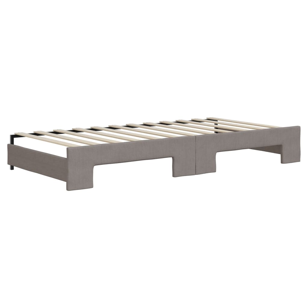 Slaapbank met onderschuifbed en lades 90x200 cm stof taupe is nu te koop bij PeponiXL, paradijselijk wonen!