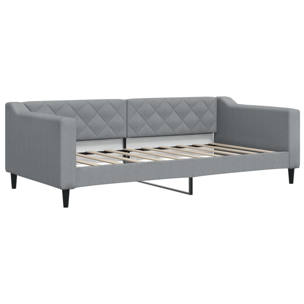 Slaapbank met onderschuifbed en lades 90x190 cm stof lichtgrijs is nu te koop bij PeponiXL, paradijselijk wonen!