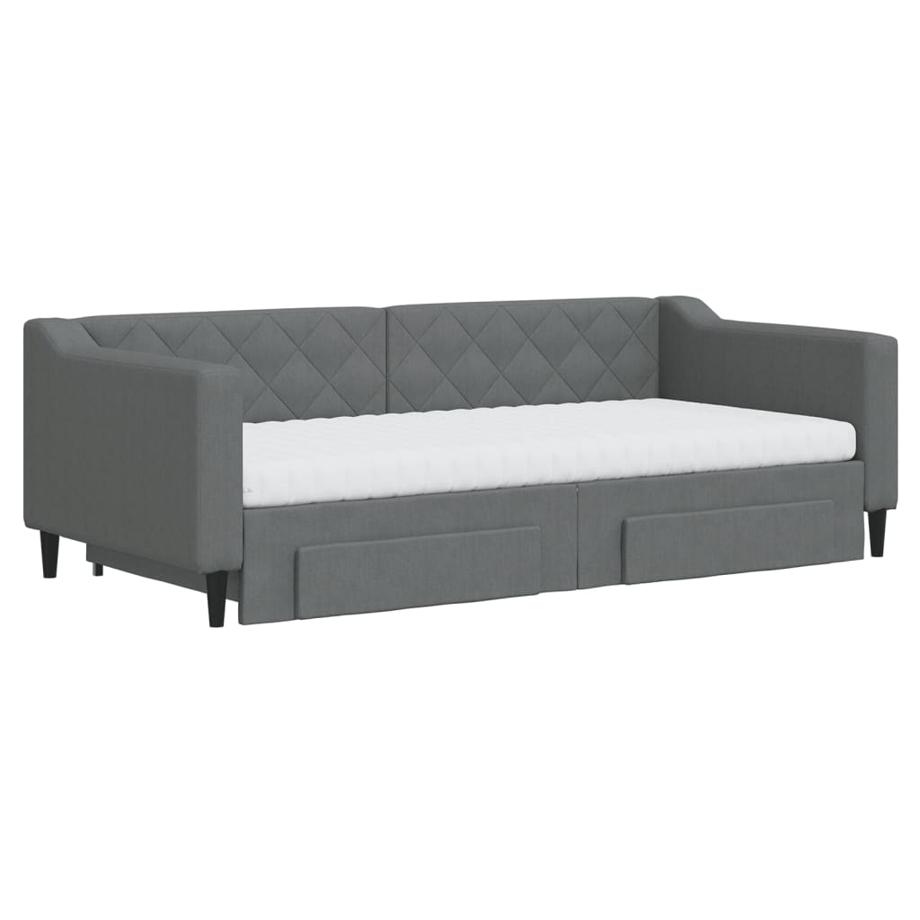 Slaapbank onderschuifbed en lades 90x190 cm stof donkergrijs is nu te koop bij PeponiXL, paradijselijk wonen!