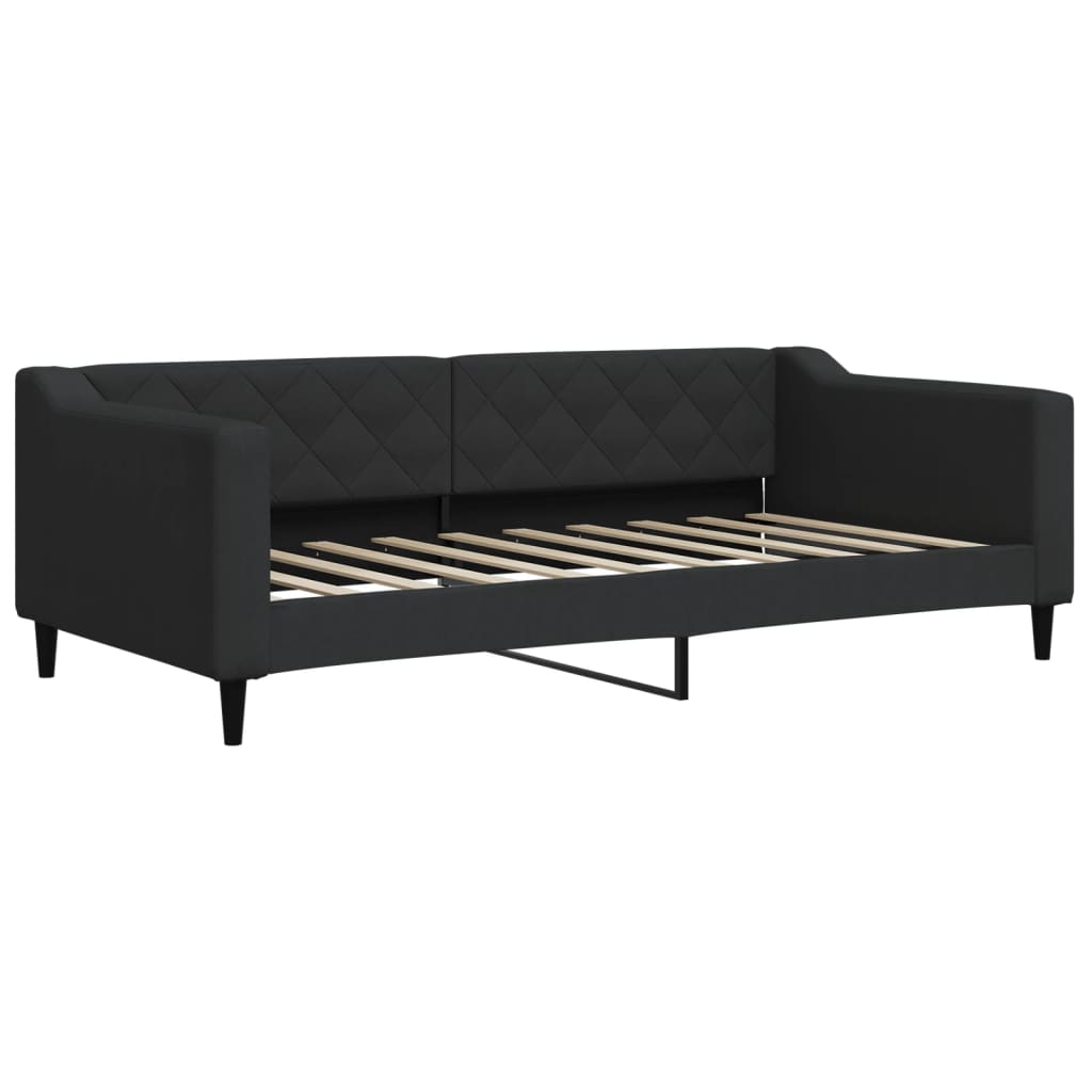 Slaapbank met onderschuifbed en lades 90x190 cm stof zwart is nu te koop bij PeponiXL, paradijselijk wonen!