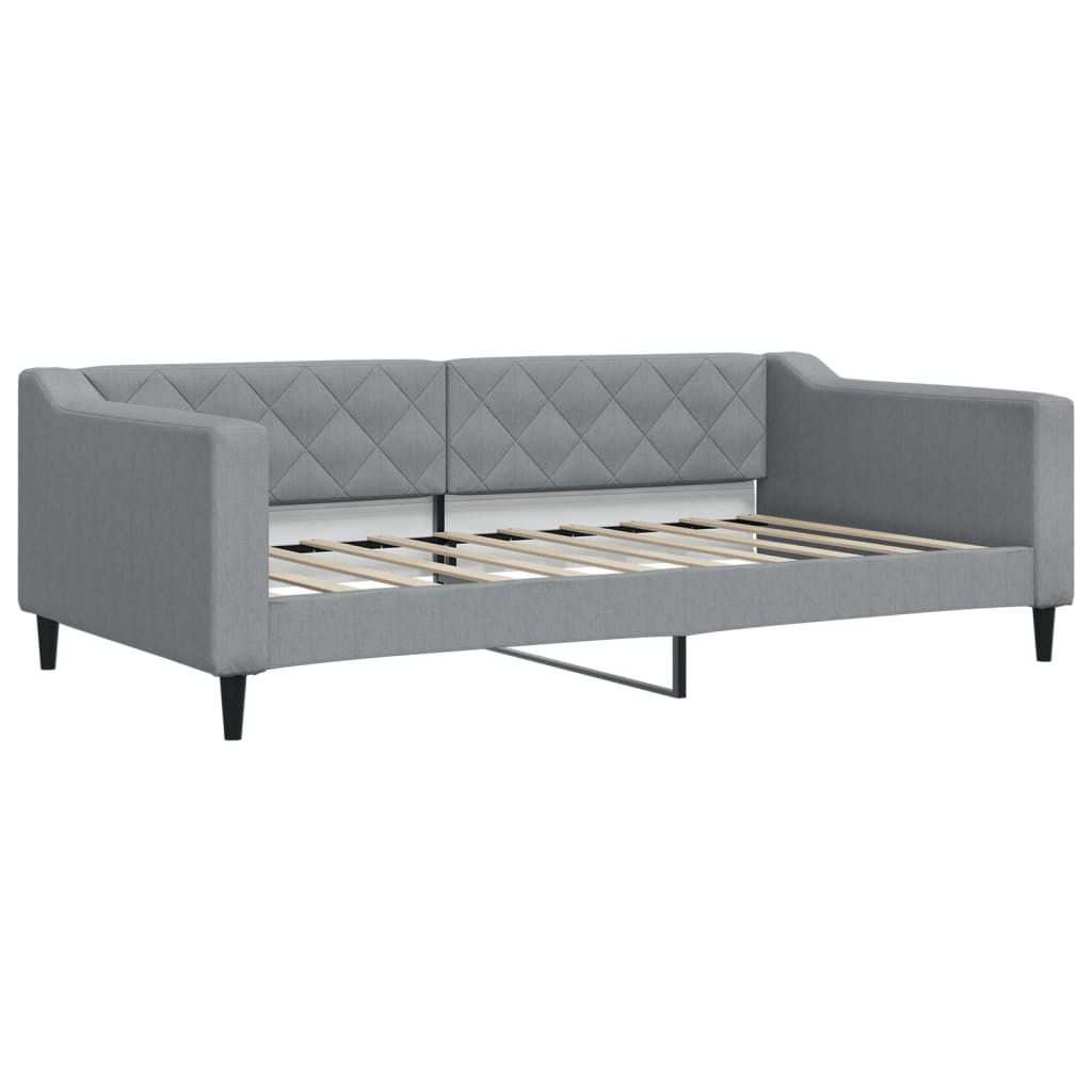 Slaapbank met onderschuifbed 100x190 cm stof lichtgrijs