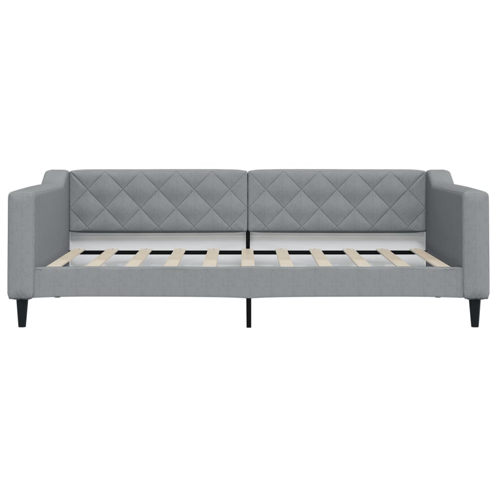 Slaapbank met onderschuifbed 100x190 cm stof lichtgrijs