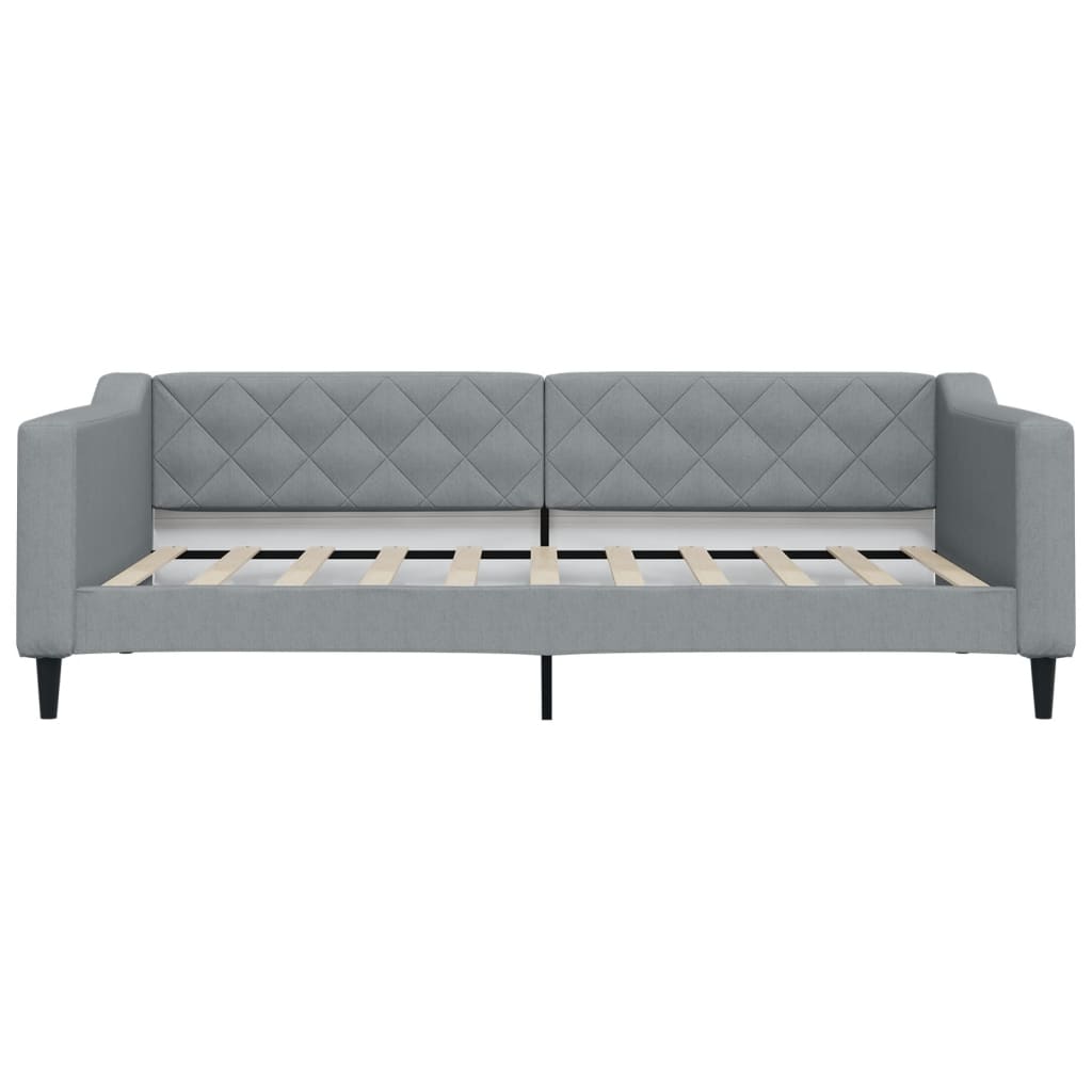 Slaapbank met onderschuifbed lades 100x190 cm stof lichtgrijs