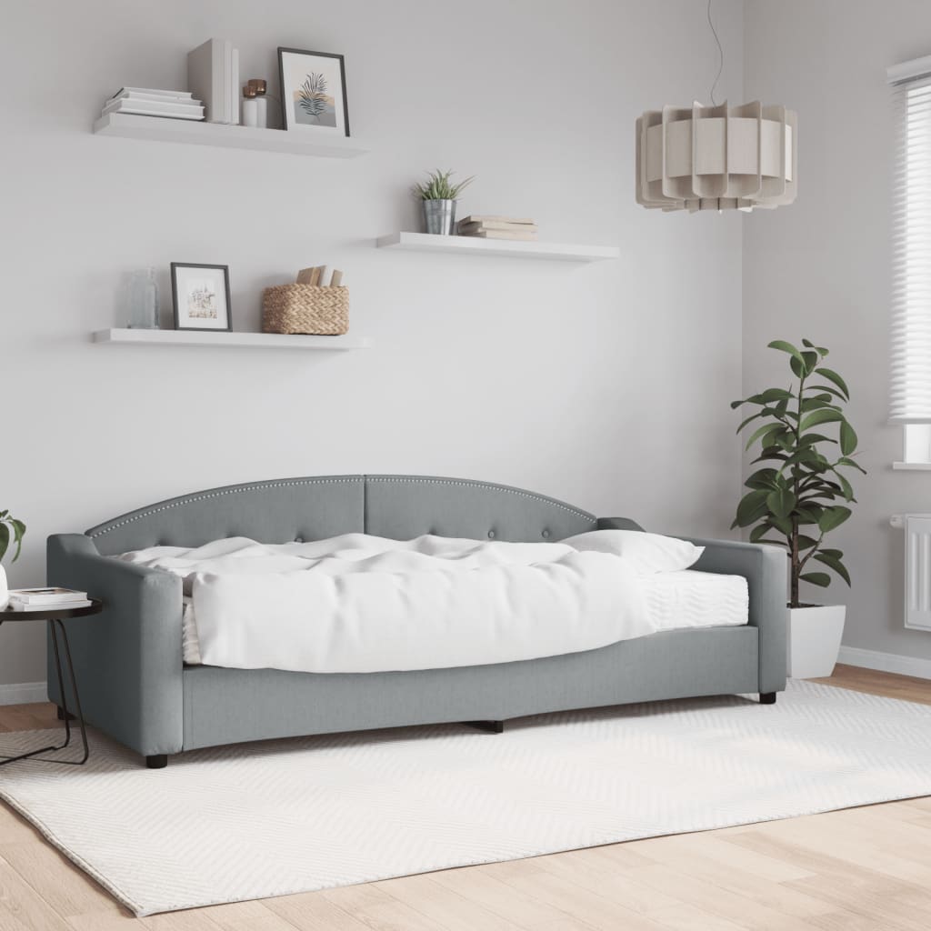 Slaapbank met matras 90x200 cm stof lichtgrijs is nu te koop bij PeponiXL, paradijselijk wonen!